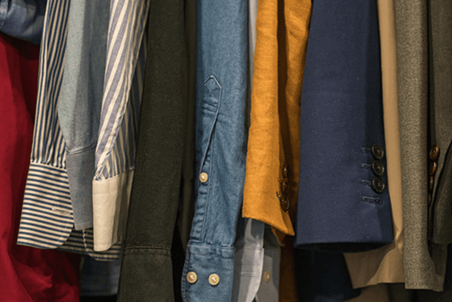 different range of clothing on a rail