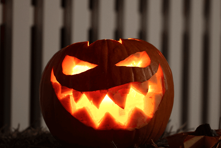 Pumpkin carved into Jack-O-Lantern 