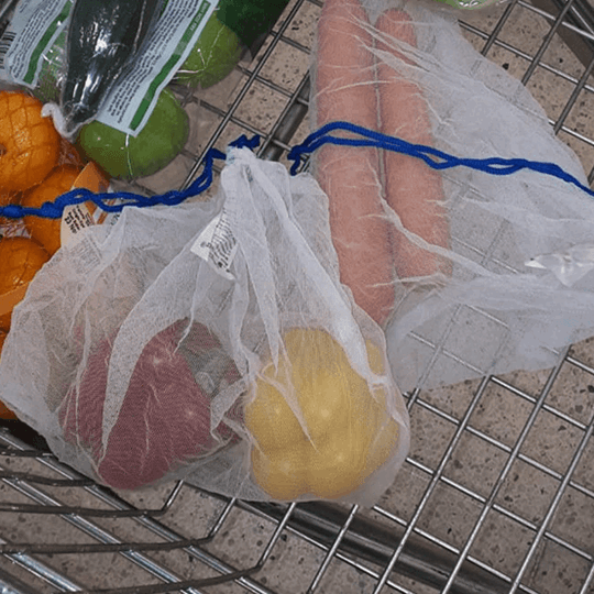 loose vegetables in reusable mesh bags