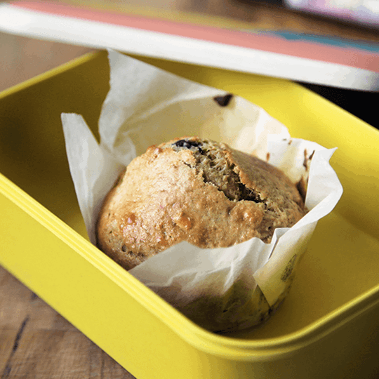 Muffin in food container 