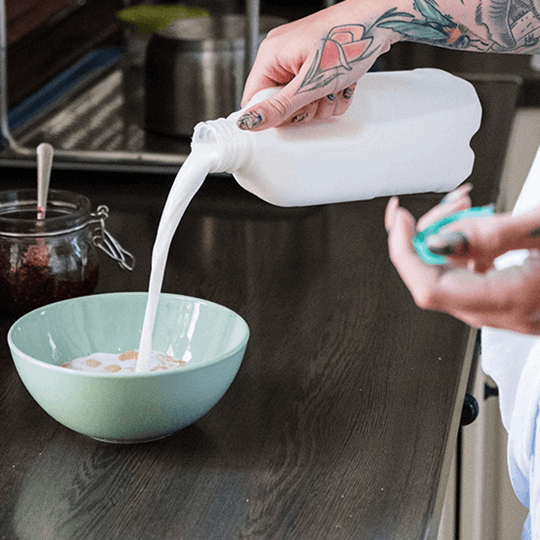 Pouring milk