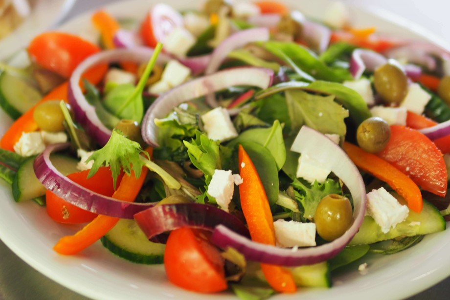 A plate of salad. 
