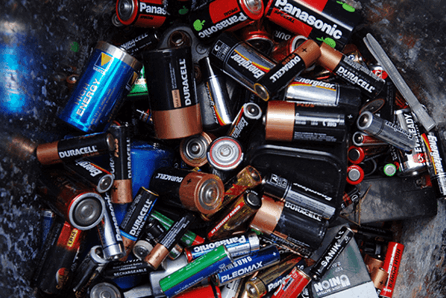 Batteries in a metal container 