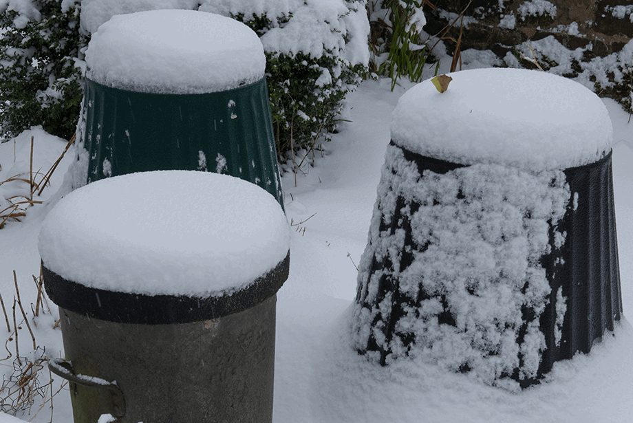 Compost bins in winter