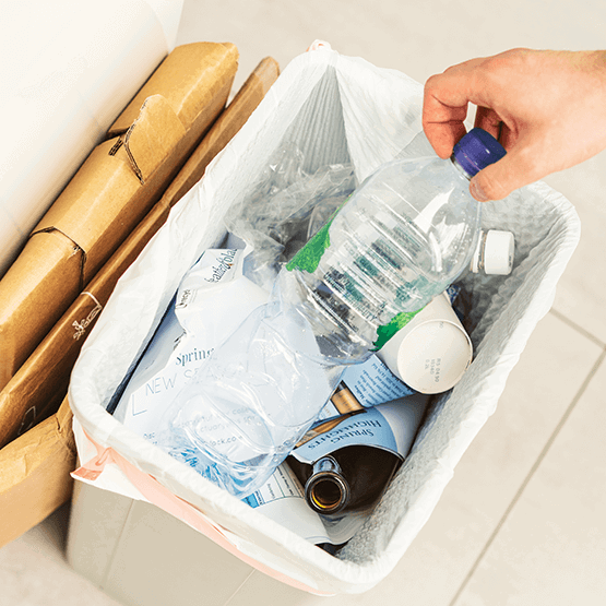 Bin filled with recycling