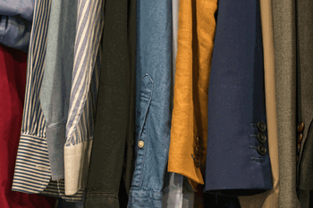 different range of clothing on a rail