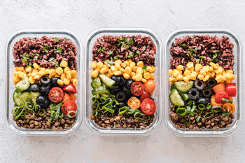 Image of glass containers with food