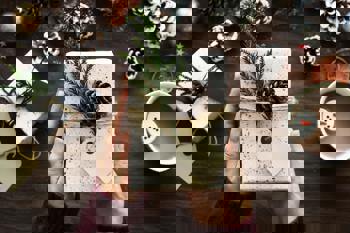 Christmas gift wrapped in natural, recyclable materials